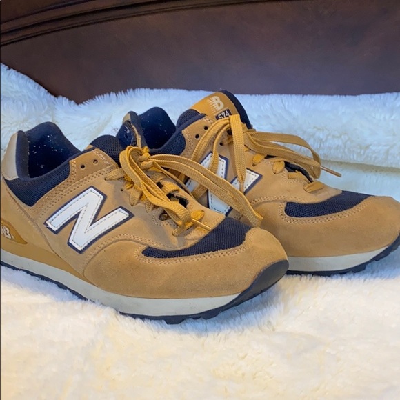 new balance 574 tan blue